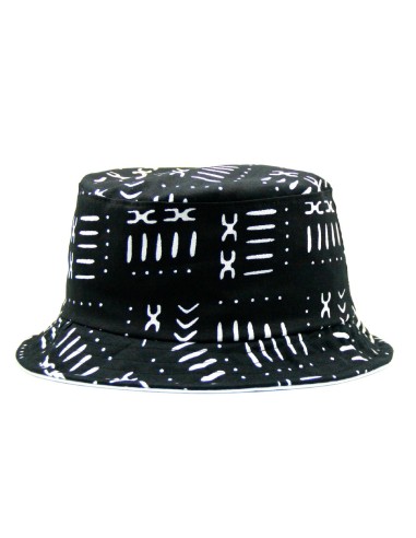 "BLACK MUDCLOTH" African print Wax fabric Bucket hat