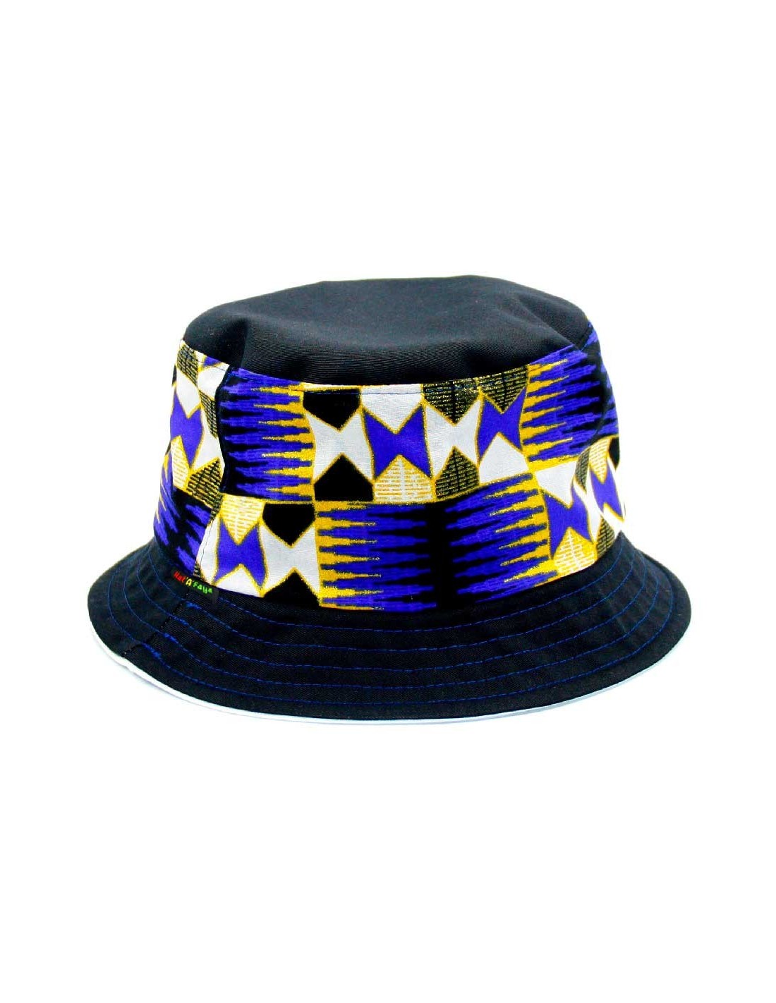 ROYAL BLUE Bucket hat with African print Wax fabric. Handmade